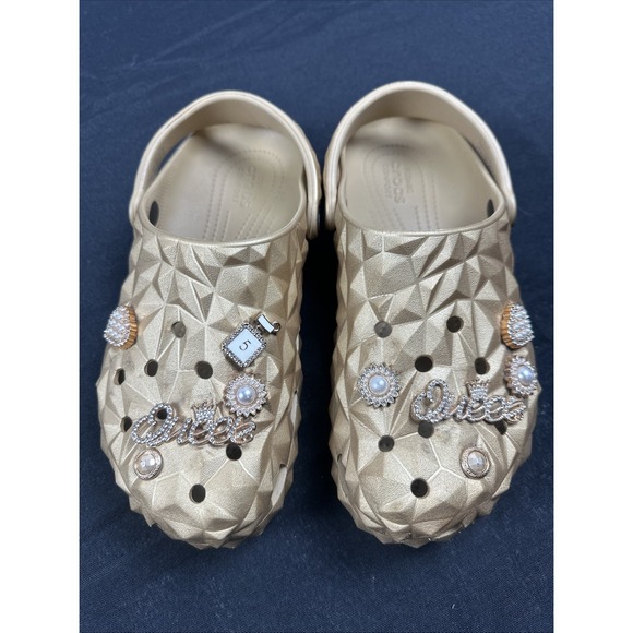 CROCS Shoes - CROCS Classic Metallic Geometric Clog 'Gold' Size 11 Woman's